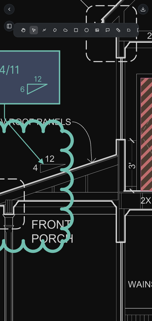 Vellum on a phone, checking a drawing on site